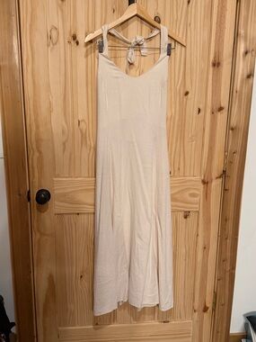Women’s Cream Midi Tie-Back Dress